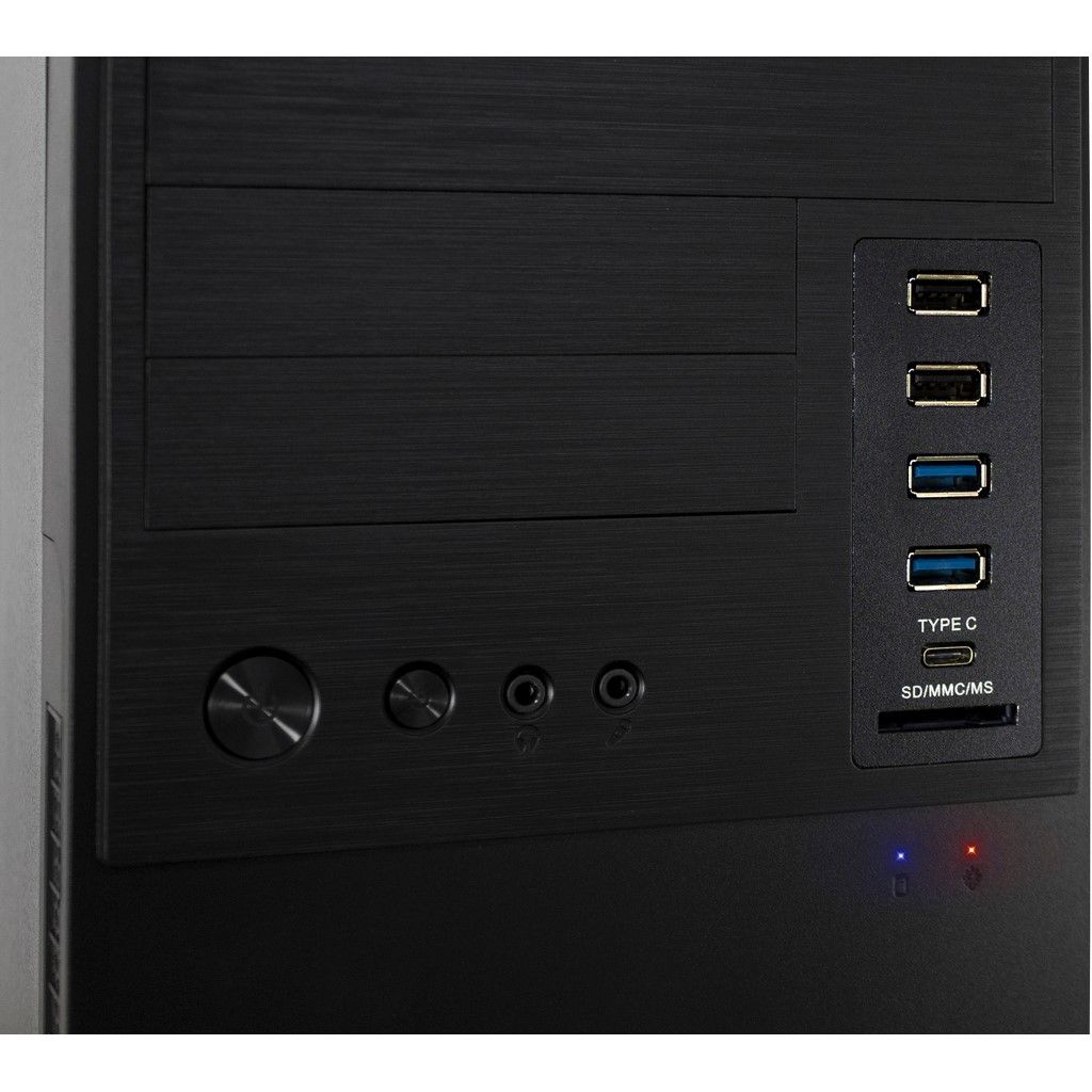 Minitower IT-6865 Gehäuse ohne Netzteil, USB 3.0 / USB-C + Cardreader, schwarz