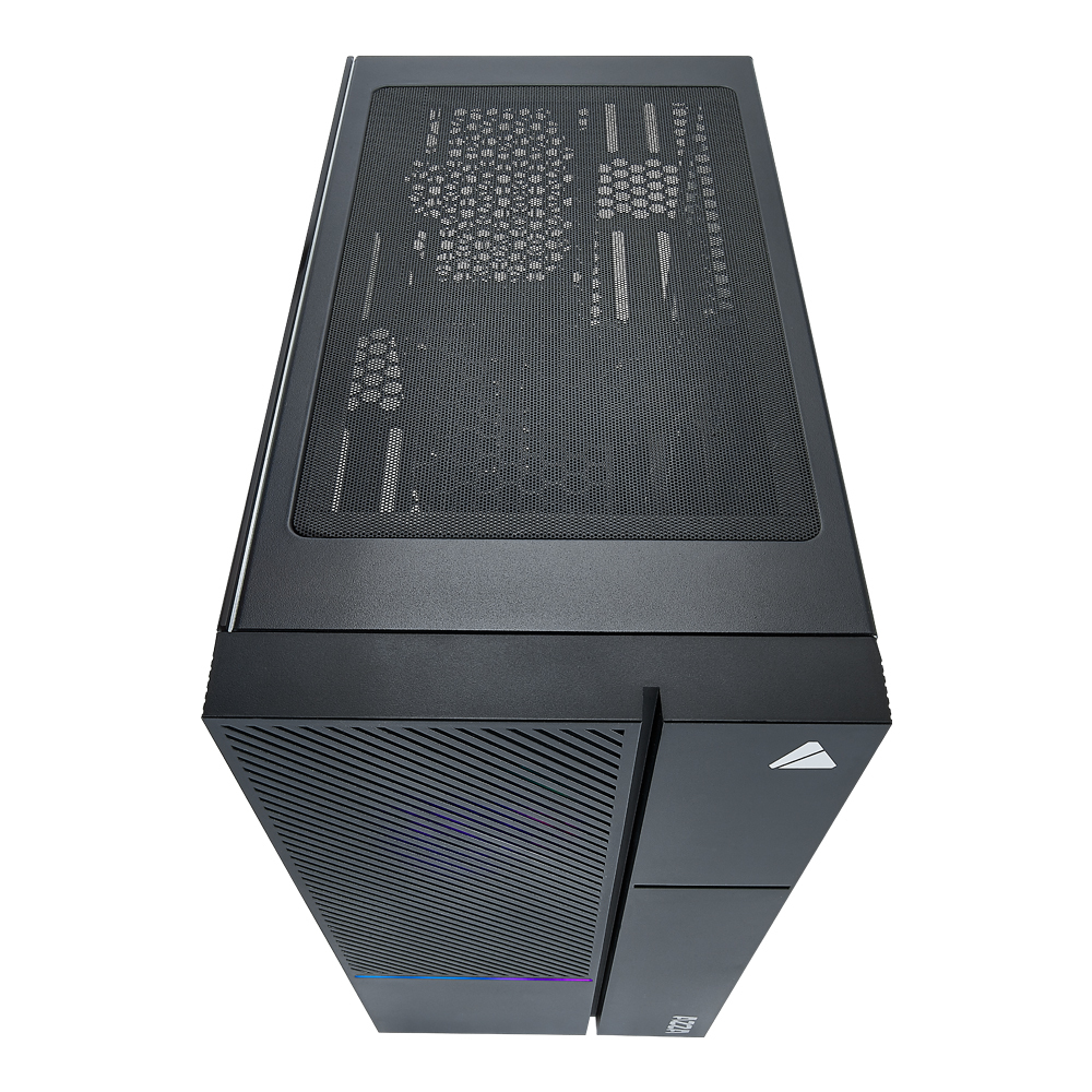 Miditower AzzA Iris 330 Gaming Gehäuse ohne Netzteil, USB3/Audio, 2x RGB-Lüfter, schwarz