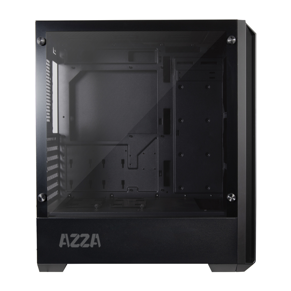 Miditower AzzA Raven 420DF1 Gaming Gehäuse ohne Netzteil, USB3/Audio, 120er RGB-Lüfter, schwarz