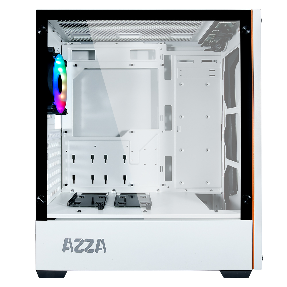 Miditower AzzA Apollo 430W-DF2 Gaming Gehäuse ohne Netzteil, USB3/Audio, 120er RGB-Lüfter, weiss