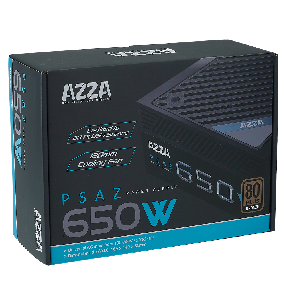 AZZA PSAZ-650W (80+B) PC-Netzteil 120mm Lüfter ATX 2.3