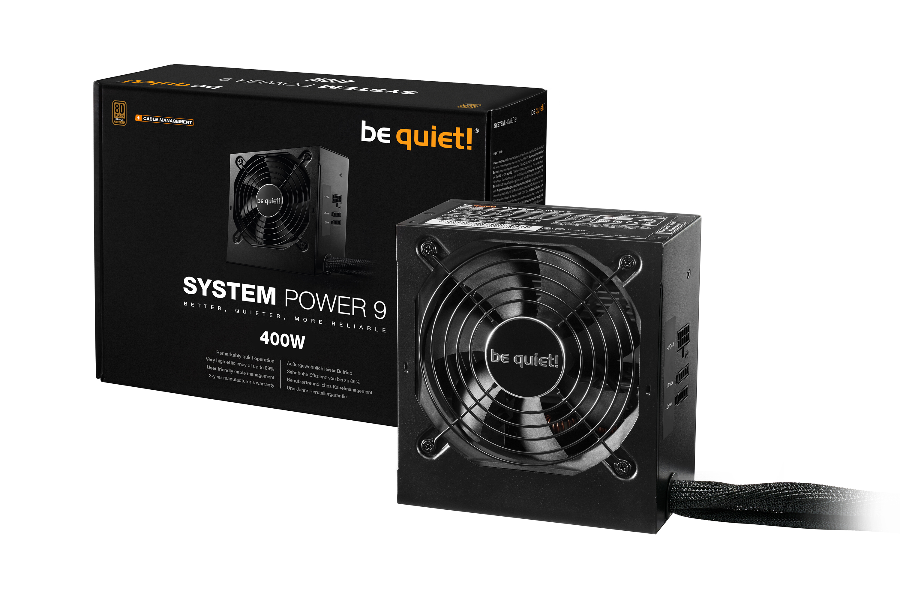 be quiet! System Power 9 CM 400W (80+) PC-Netzteil Modular 120mm Silentlüfter ATX 2.4