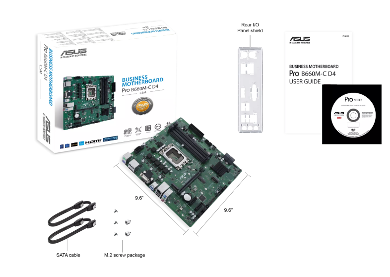 ASUS Pro B660M-C D4 CSM Sockel 1700, 4xDDR4  HDMI / DP / VGA / 2xM.2 / mATX