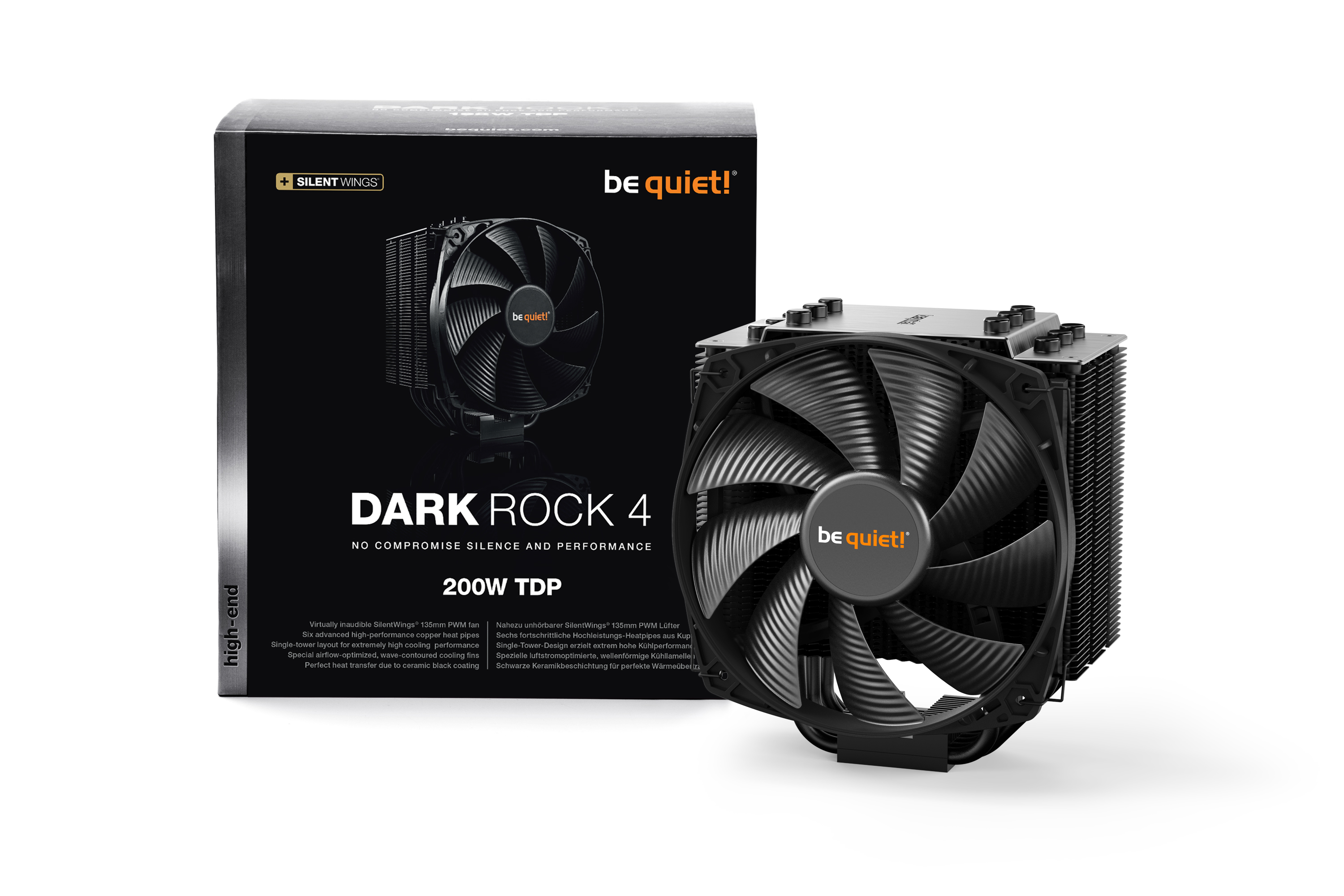 be quiet! Dark Rock 4  CPU-Kühler mit 135mm Silent Wings für Intel und AMD Prozessoren
