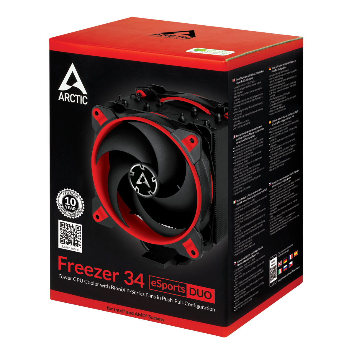 Arctic Freezer 34 eSports DUO red CPU-Kühler für Intel und AM4 Prozessoren, 2x120mm Lüfter