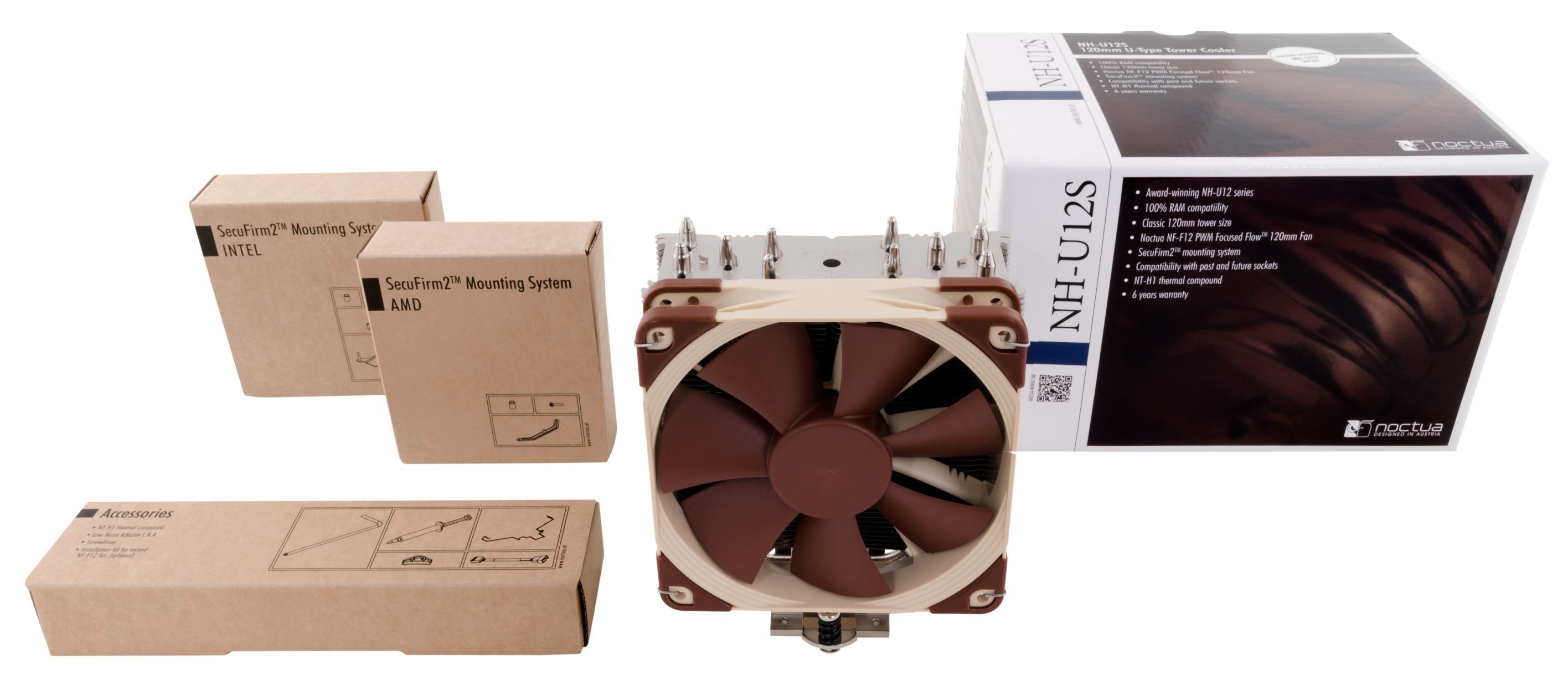 Noctua NH-U12S CPU-Kühler für Intel und AMD Prozessoren, 120mm Lüfter
