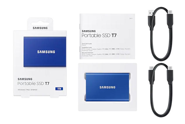 Samsung Portable SSD T7 1TB USB3.2 Gen.2 extern, Indigo Blue