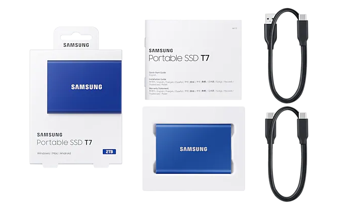 Samsung Portable SSD T7 2TB USB3.2 Gen.2 extern, Indigo Blue