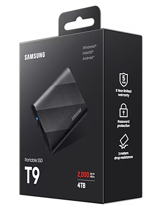 Samsung Portable SSD T9 4TB USB3.2 Gen.2x2 extern, schwarz