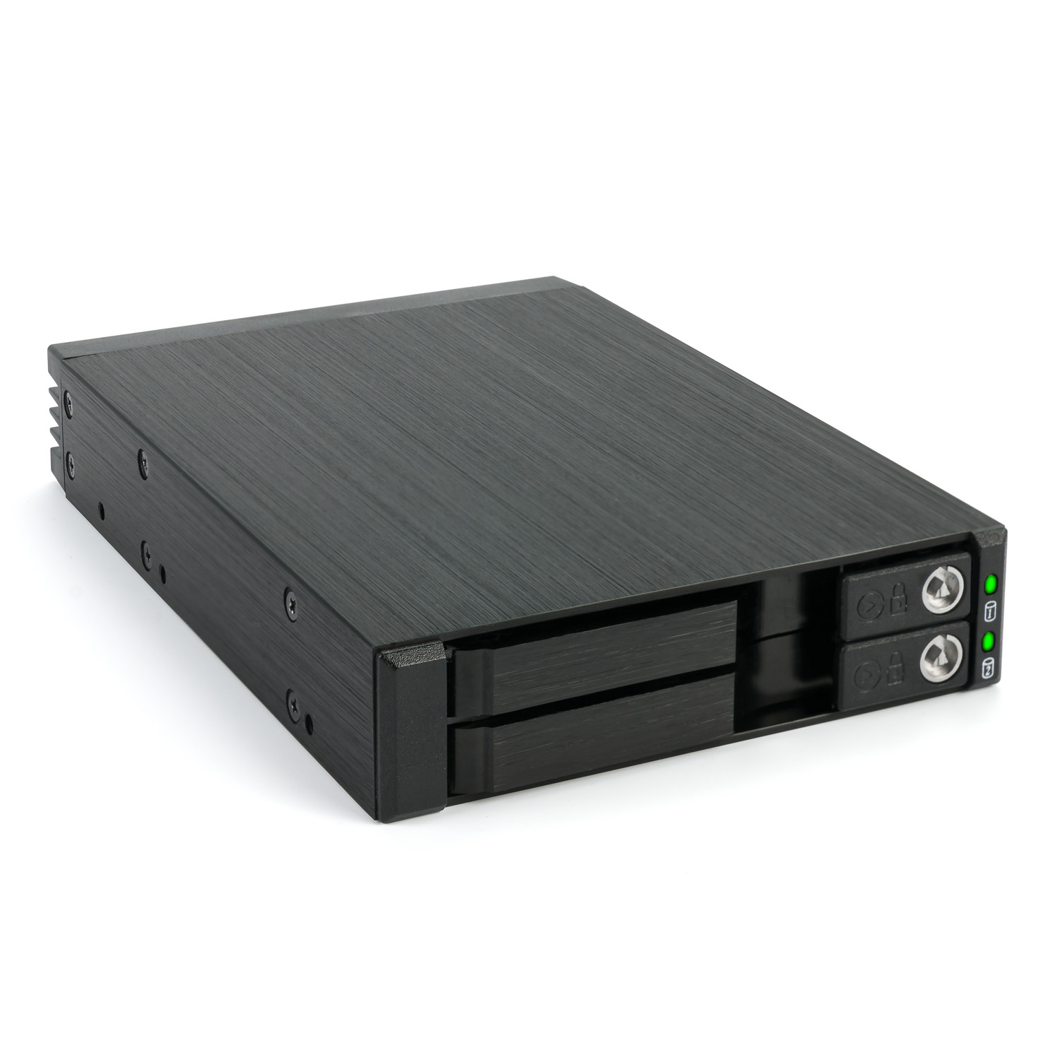 Fantec MR-25DUAL 2,5Zoll SATA + SAS HDD/SSD Wechselrahmen schwarz fuer 6,4cm 2,5Zoll HDD oder SSD in einem 8,9cm 3,5Zoll Einschub
