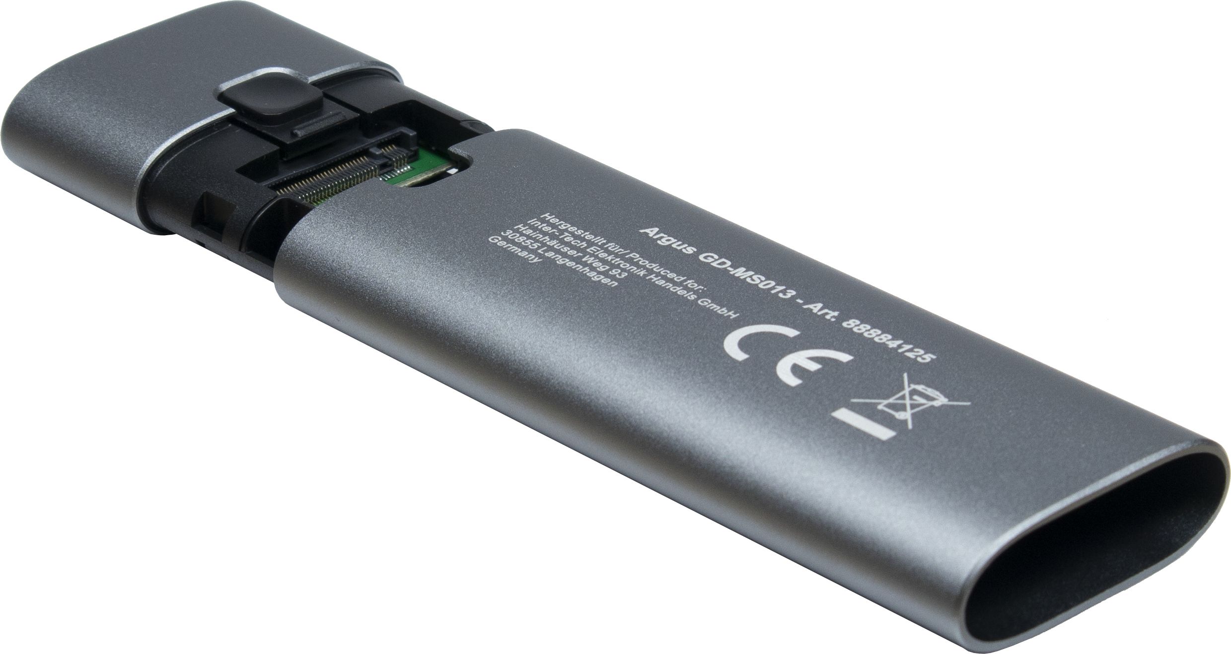 Inter-Tech USB C 3.2 Gen.2 Gehäuse für M.2 SSD (PCIe NVMe & SATA) grau