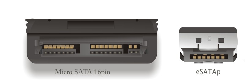 eSATAp Anschlusskabel   eSATAp I-Stecker/Micro SATA 16-pol. Stecker 5V, aufrollbar
