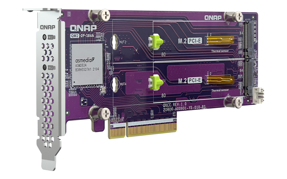 QNAP Dual M.2 PCIe SSD expansion card 2xM.2 2280/22110 PCIe Gen3 x8 host interface