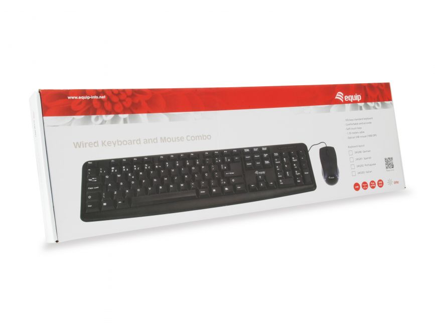 Equip 245200 Tastatur & opt. Maus Kabelgebunden USB, schwarz