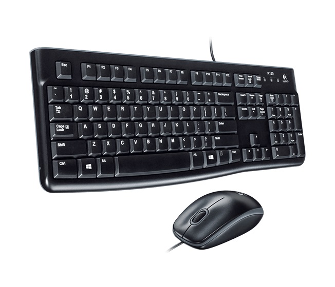 Logitech Desktop Corded MK120 Tastatur & Maus USB, deutsch, schwarz