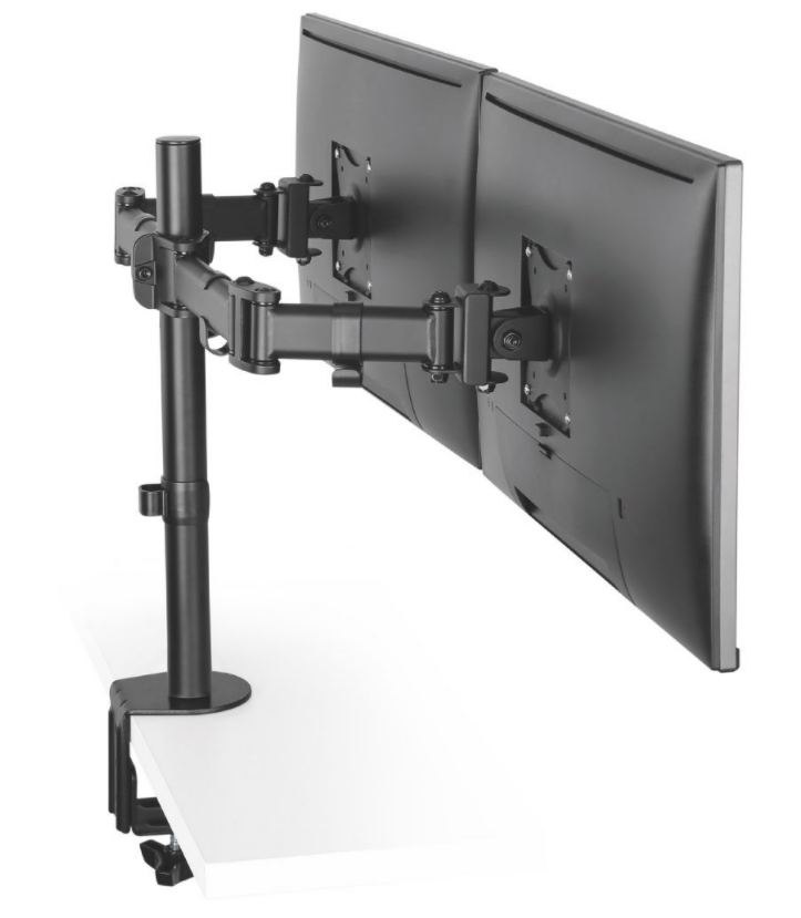 Tischhalterung neig- / schwenkbar für 2x TV-/TFT-Displays 33-68cm bis 2x 8kg, VESA 75/100mm, schwarz