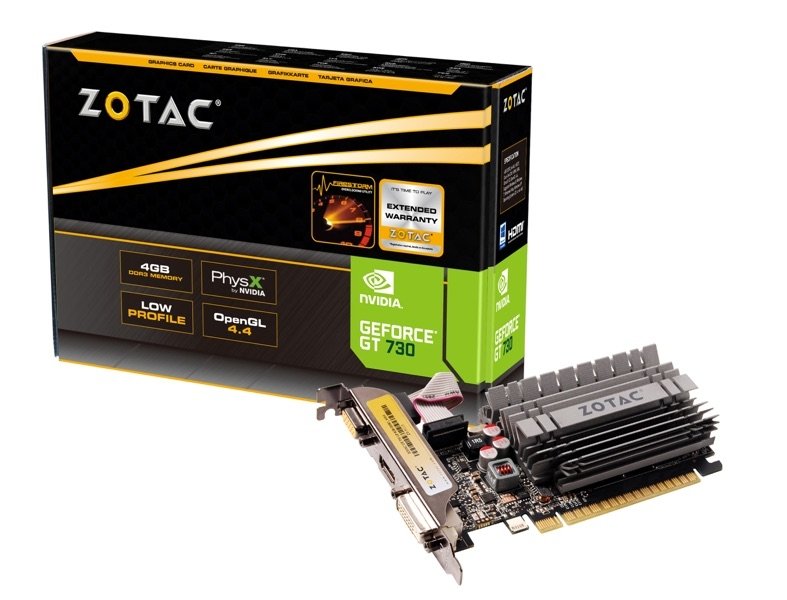 Zotac nVidia GeForce GT 730 4096MB DDR3 HDMI / DVI / VGA, LP, passiv, PCIe