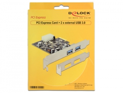 Delock USB 3.0 Karte  2x USB-Ports extern  mit LowProfile Slotblende, PCIe