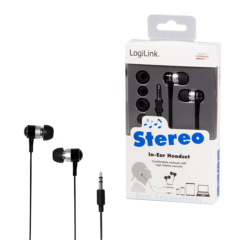 LogiLink Ohrhörer (In-Ear) für Handy, Tablet, MP3, etc., 3,5mm schwarz