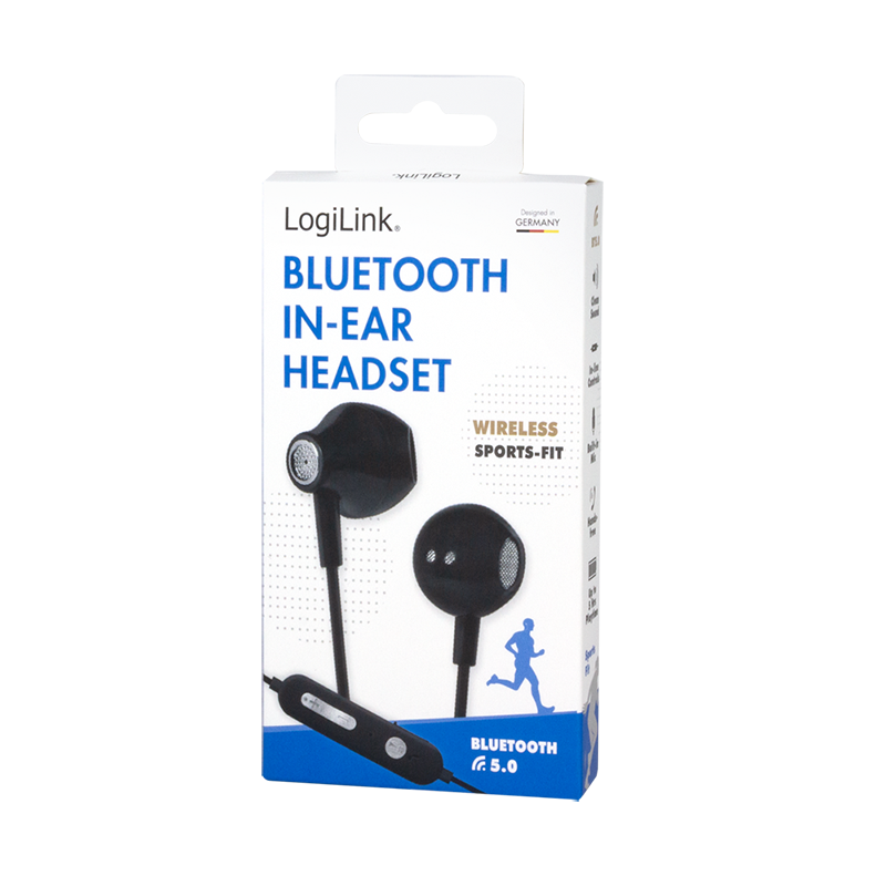 LogiLink Bluetooth Ohrhörer (In-Ear) für Handy, Tablet, MP3, etc. mit Microfon, schwarz