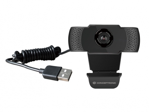 Conceptronic AMDIS01B 1080P Full HD Webcam mit Microphone, schwarz