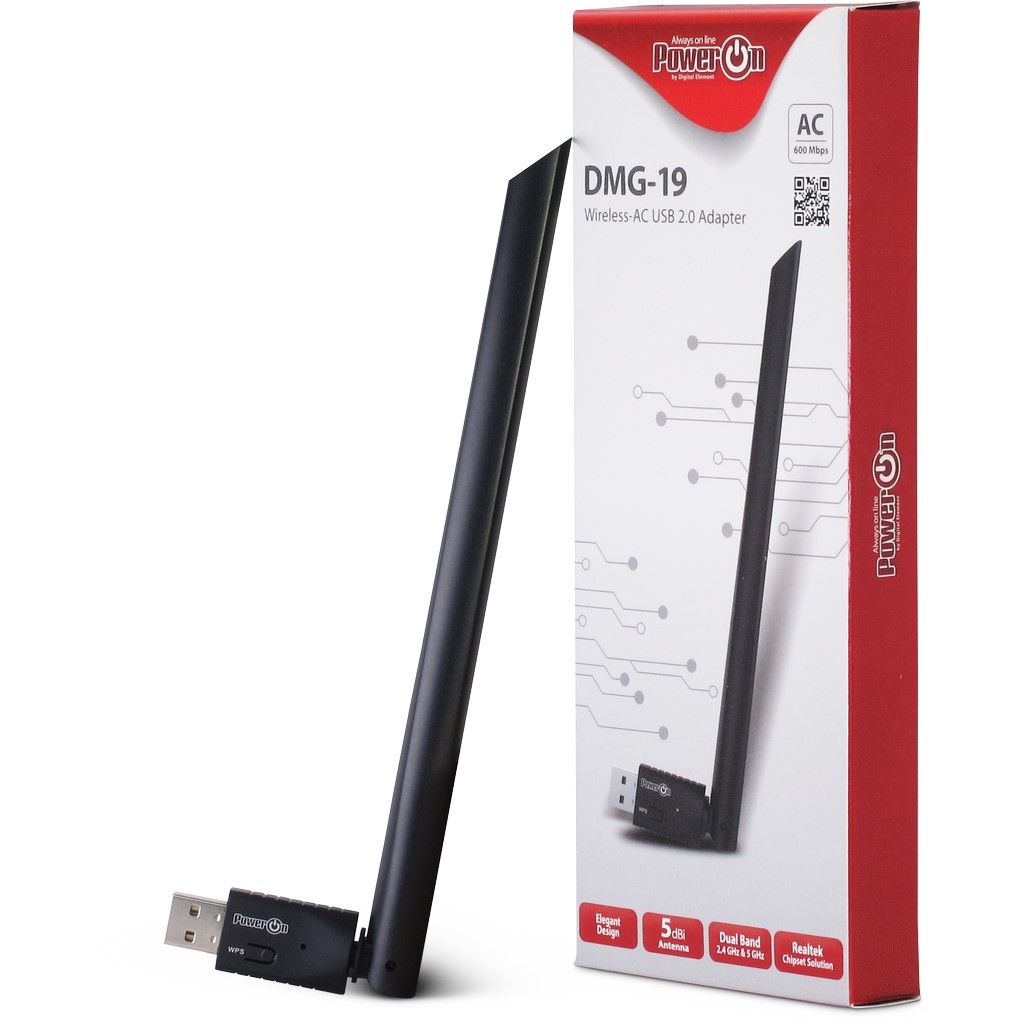 Inter-Tech DMG-19 WLAN USB Antenne (5dBi) 600Mpbs 802.11 b/g/n/ac, schwarz