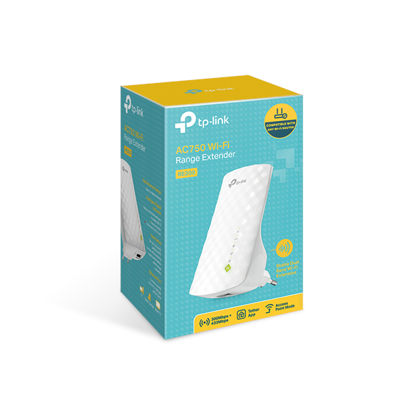TP-Link RE200 WLAN Range Extender AC750, 802.11ac/a/b/g/n, Repeater, 300Mbps (2,4GHz) / 433Mbps (5Ghz)