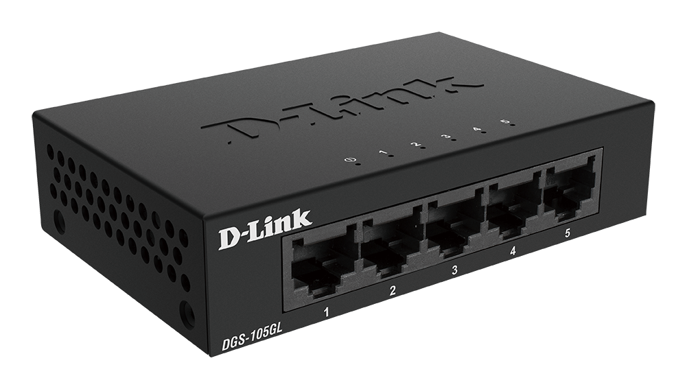 D-Link DGS-105GL Gigabit Switch 5-Port  10-1000Mbps Desktop Metallgehäuse