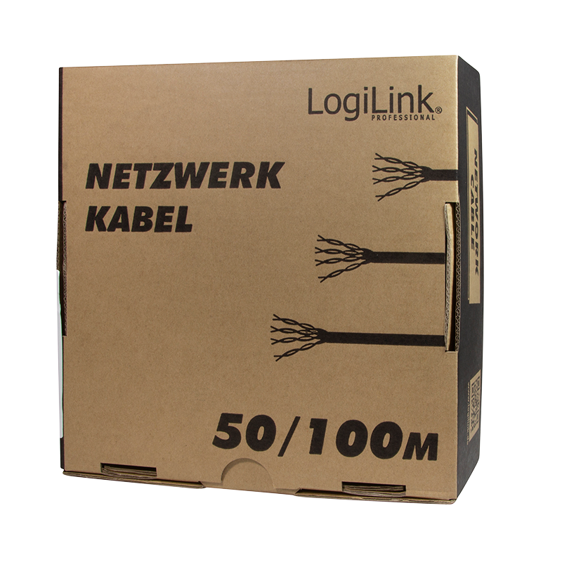 Netzwerk Installationskabel 100m Kabelrolle, Cat.7 unkonfektioniert, starr S/FTP