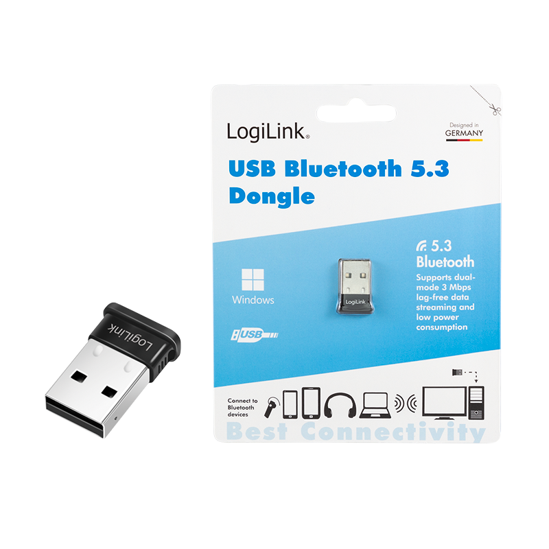 LogiLink Bluetooth USB-A Dongle, Bluetooth 5.3 Adapter, EDR, Dual Mode