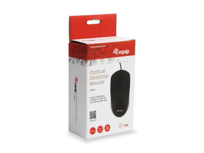 Equip Optical Mouse  USB, Scrollrad, 3-Tasten, schwarz
