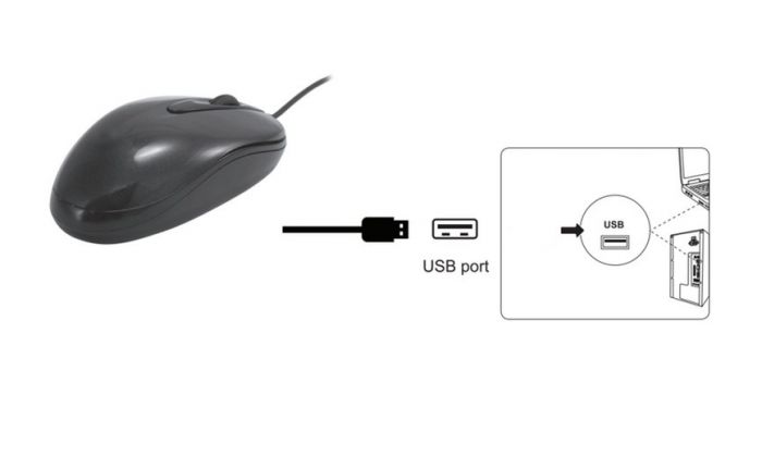 Equip Optical Mouse  USB, Scrollrad, 3-Tasten, schwarz
