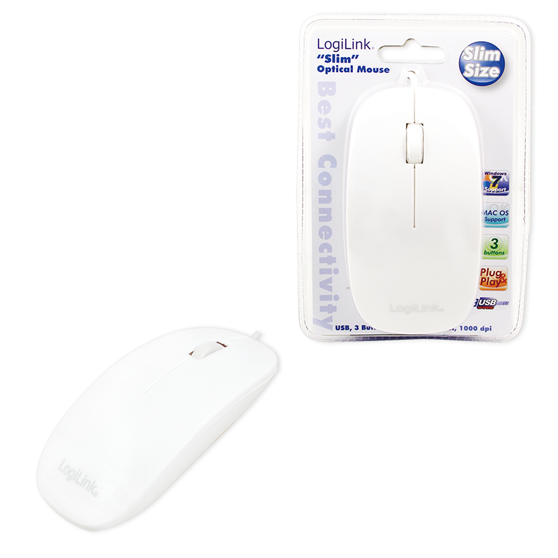 LogiLink Optical Mouse  USB, Scrollrad, 3-Tasten, weiss (DEMO)