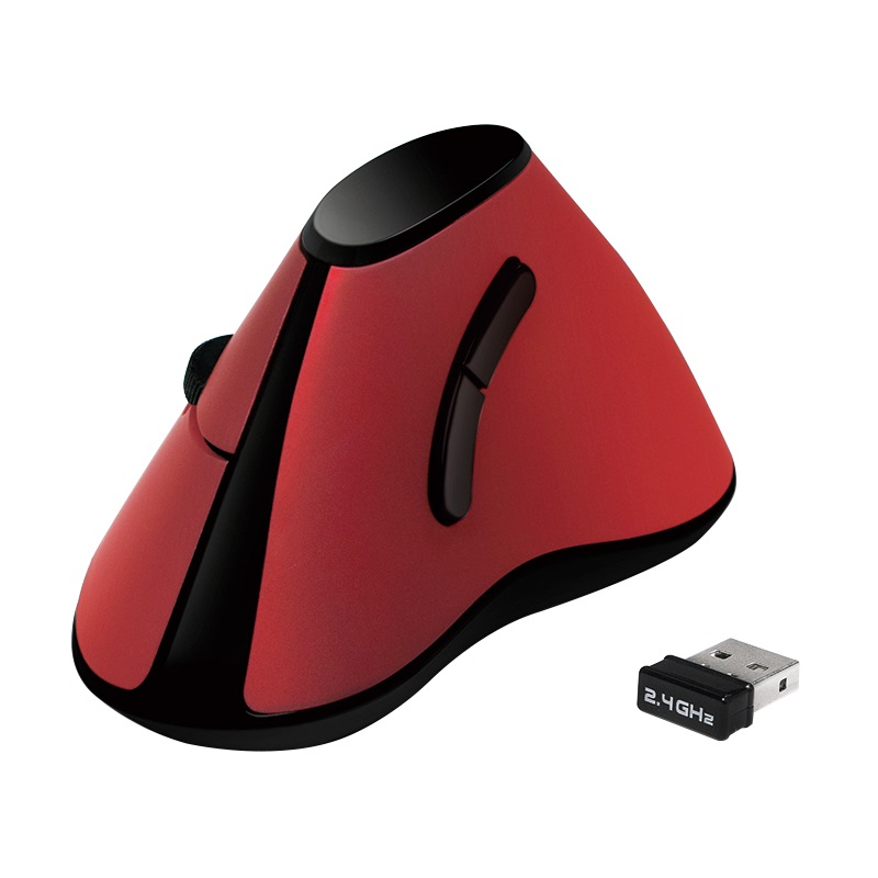 LogiLink Ergonomische Vertical Funk Mouse 2.4 GHz, 5 Tasten 1200dpi, rot