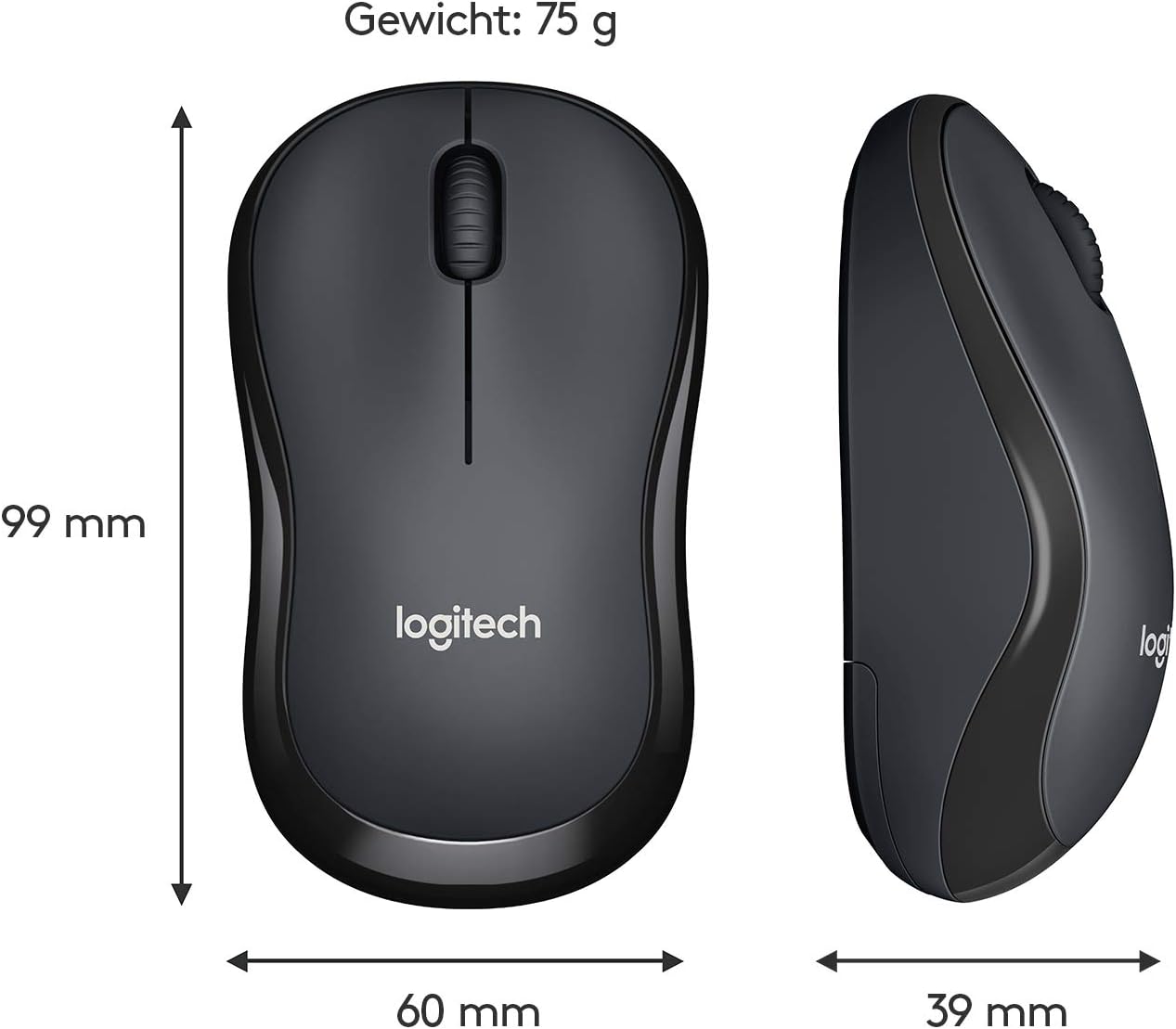 Logitech M220 Wireless Silent Optical Mouse USB Funk, Scrollrad, grau/schwarz