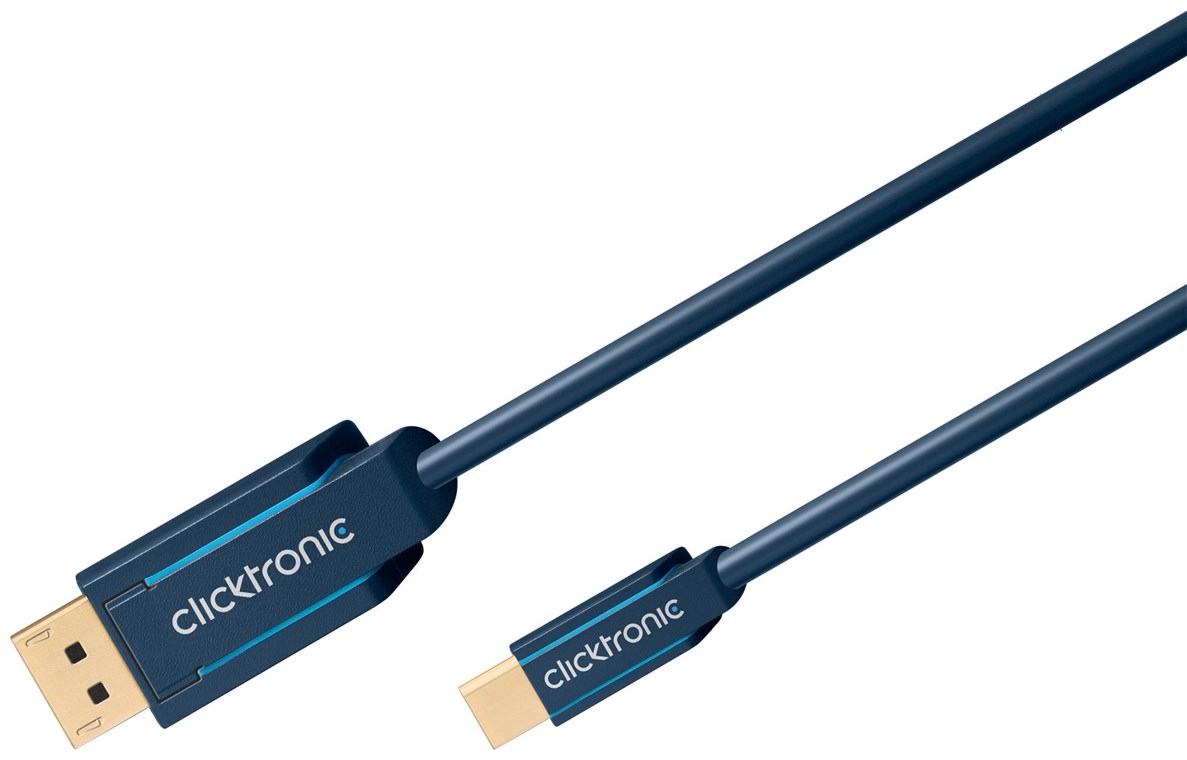 Clicktronic Mini DisplayPort / DisplayPort Kabel 2 Meter 1x Mini DP Stecker / 1x DP Stecker
