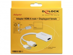 HDMI - DP Kabel-Adapter  1x HDMI + USB Stecker / 1x DP Buchse, weiß