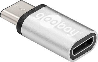 USB C/Micro-B Adapter - USB Typ C-Stecker > USB 2.0 Micro-B-Buchse (Handy), silber