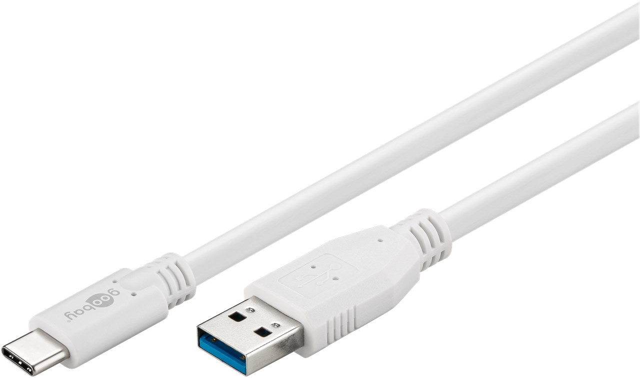 USB C/A Kabel 2,0 M. - USB Typ C-Stecker > USB A-Stecker, weiss