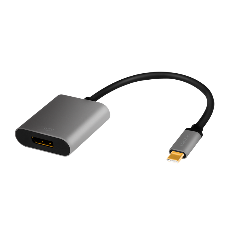 USB C/DP Konverter 4K/60Hz - USB 3.1 Typ C-Stecker > DisplayPort Buchse, 15cm, schwarz/grau