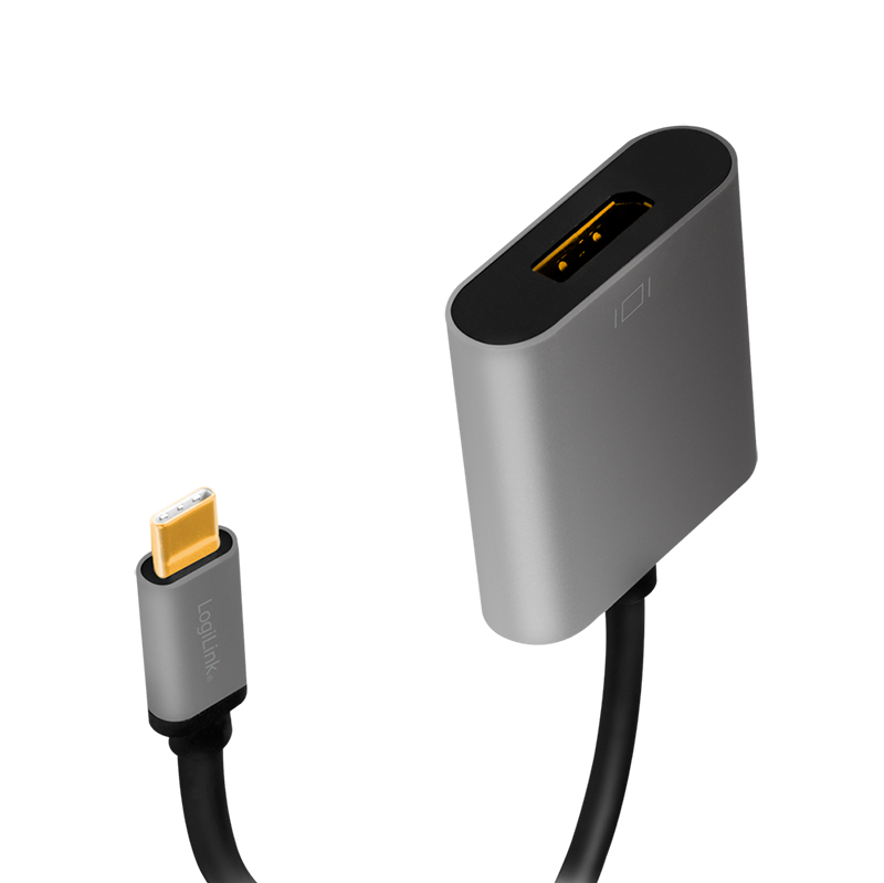 USB C/DP Konverter 4K/60Hz - USB 3.1 Typ C-Stecker > DisplayPort Buchse, 15cm, schwarz/grau