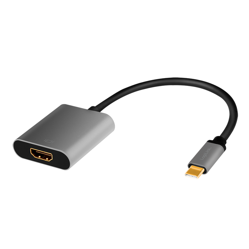 USB C/HDMI Konverter 4k/60Hz - USB 3.1 Typ C-Stecker > HDMI Buchse, 15cm, schwarz/grau