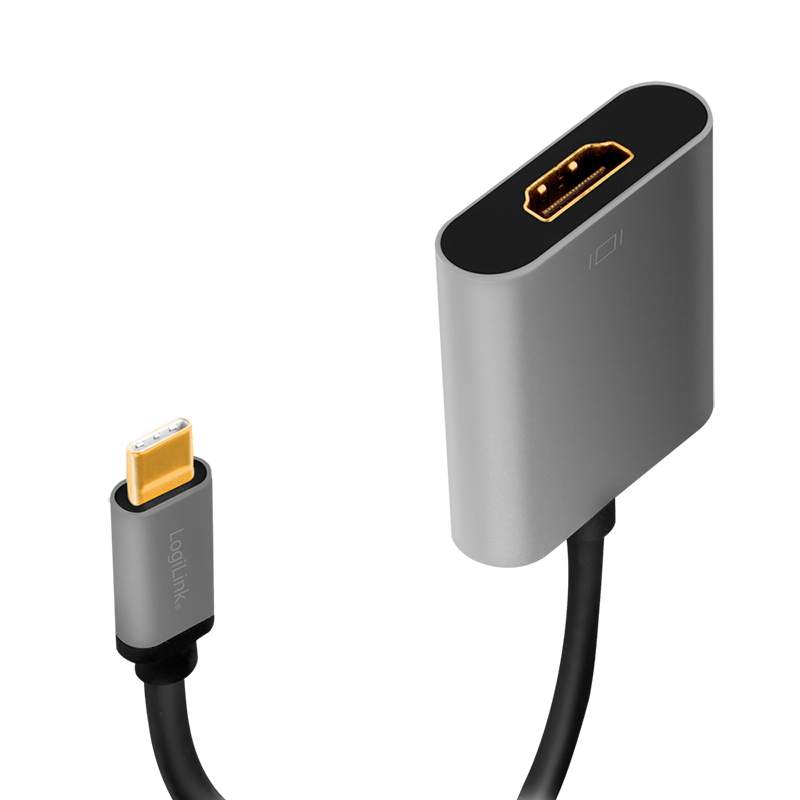 USB C/HDMI Konverter 4k/60Hz - USB 3.1 Typ C-Stecker > HDMI Buchse, 15cm, schwarz/grau