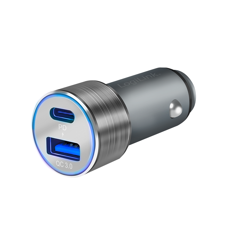USB KFZ Quick Charge Adapter 2Port 1xUSB-C PD + 1xUSB-A QC, 36W