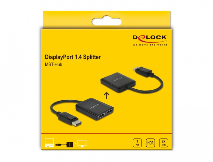 Delock DisplayPort 1.4 Splitter 1 x DisplayPort zu 2 x DisplayPort MST