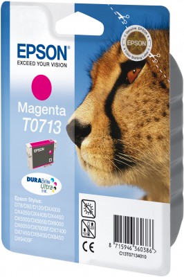 Epson T0713 Tintenpatrone (Gepard) für D78 D92 D120 DX4050 DX5000, DURABrite, magenta