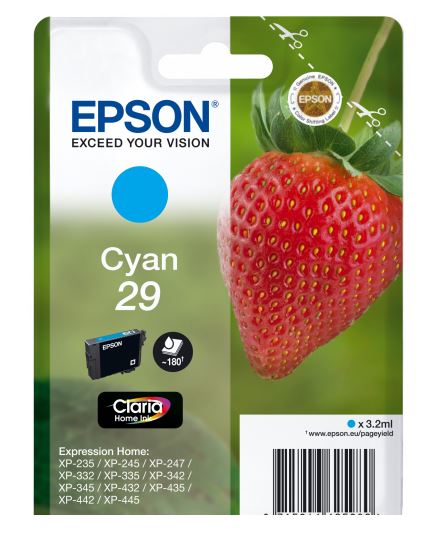 Epson 29 Tintenpatrone (Erdbeere), cyan 3,2ml / 180 Seiten