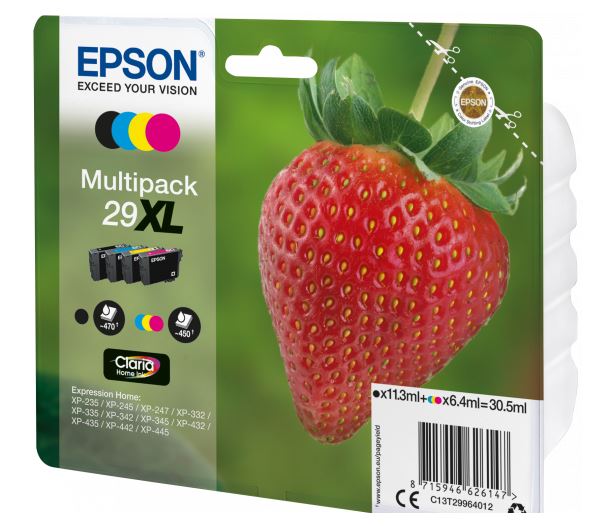 Epson 29XL Multipack Tinte (Erdbeere), schwarz/cyan/magenta/gelb, 30,5ml / 450 Seiten