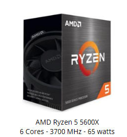 CPU-Box AMD Ryzen 5 5600X 6x 3,7GHz Sockel-AM4 6-Core 36MB Cache 65Watt