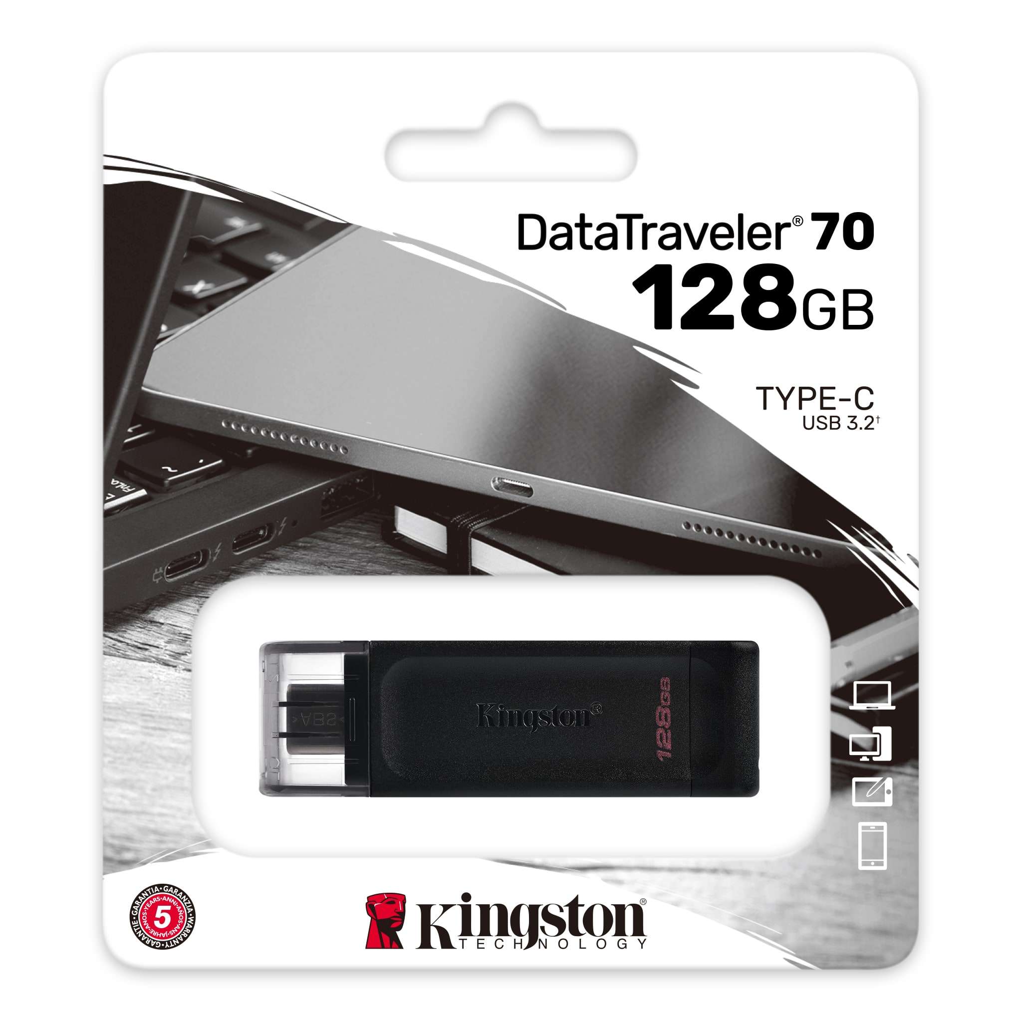 Kingston DataTraveler DT70 USB-C Stick 128GB USB 3.2 Flash Drive